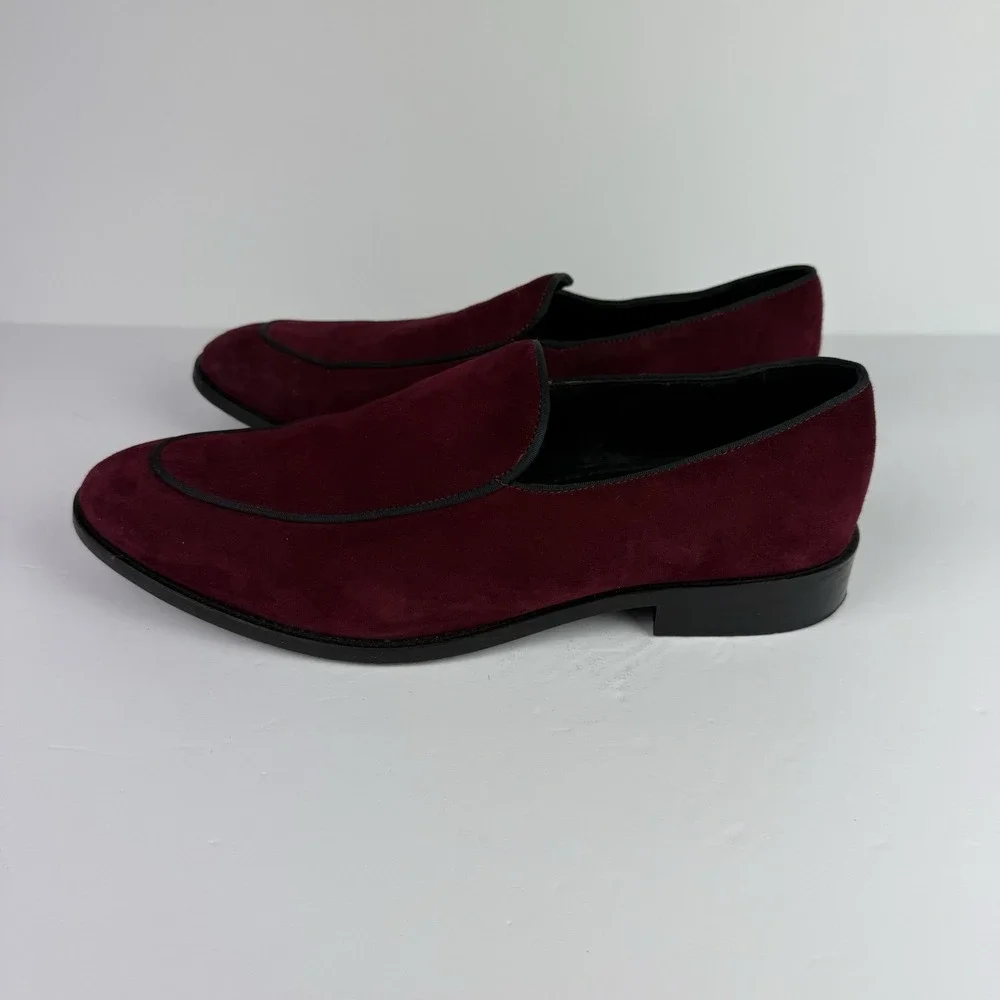 Anthony Veer Loafer‎ Burgundy Suede Velvet Men's S 11 Festive Formal Dress Shoes